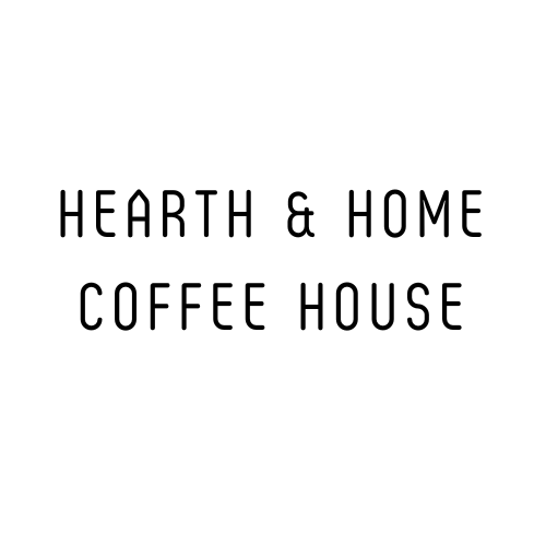 Hearth & Home Coffee House logo in oval.